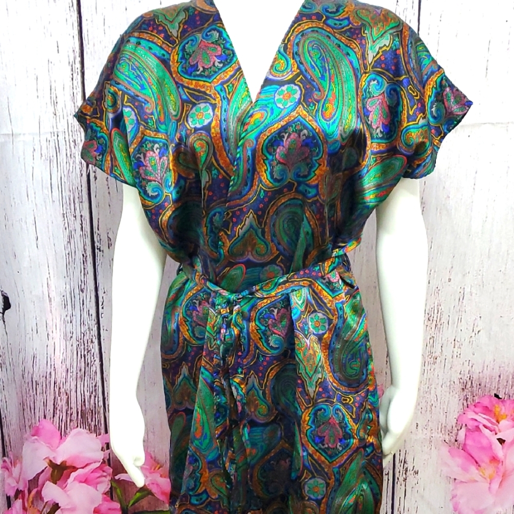 Vintage Calofornia Miss Open Front Soft & Silky Style Robe. Medium. - Picture 3 of 14